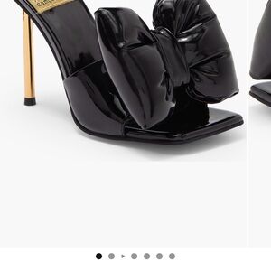 Jeffery Campbell Patent Black Bow Down Sandals Heels NWOT